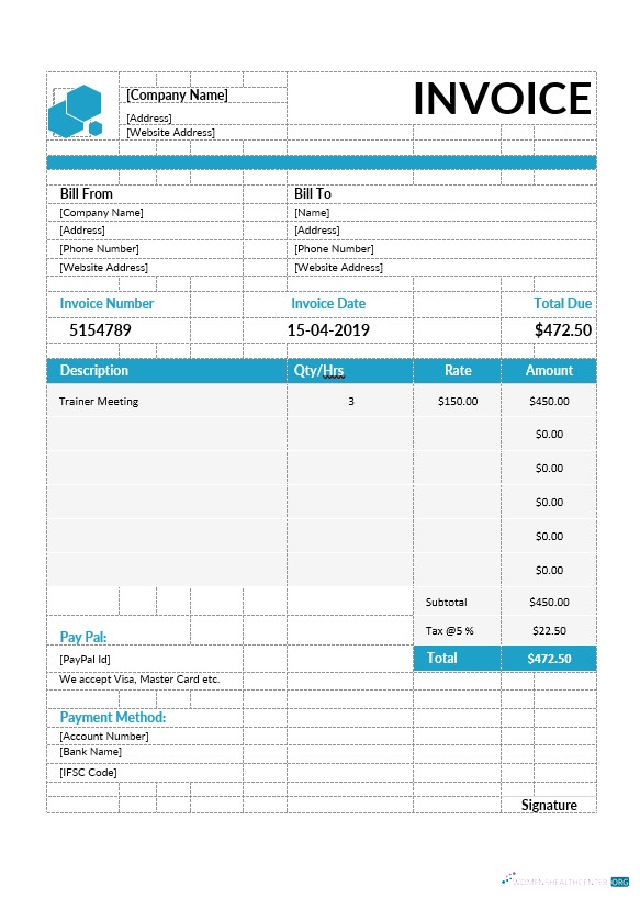 Download Educational Consultant Invoice Template Photoshop template